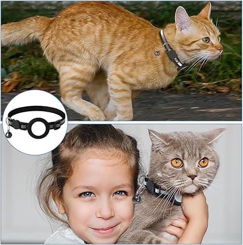 "Reflective cat GPS tracker collar with quick release, enhances safety and visibility for your pet's outdoor adventures."