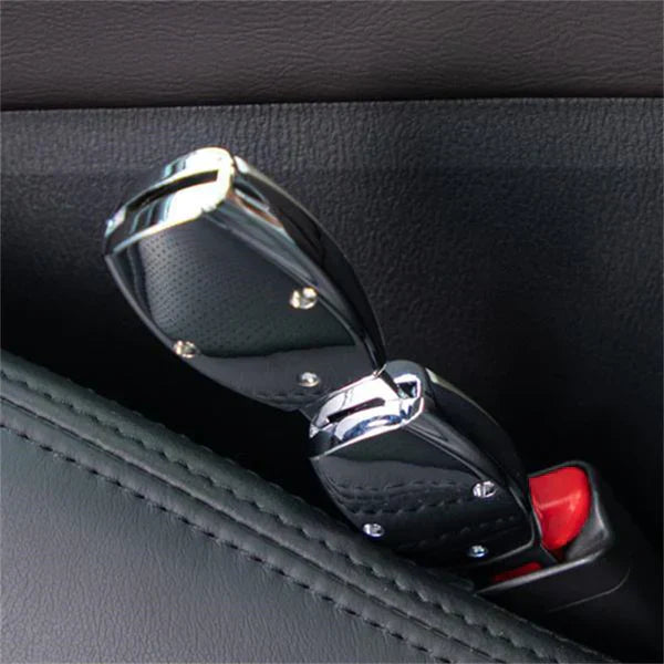 Rigid metal seat belt extender for high-end cars, UK legal, zinc alloy, precision-finish, enhances comfort and safety.