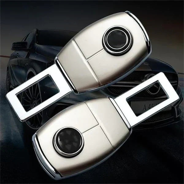 Rigid metal seat belt extender for high-end cars, UK legal, zinc alloy, precision-finish, enhances comfort and safety.