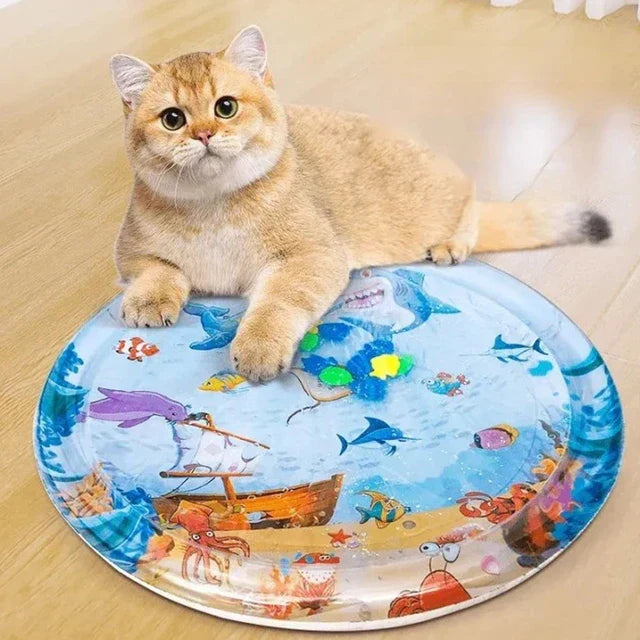 Round cooling play mat for cats with eco-friendly materials, offers colorful designs and a cooling surface for hot days.