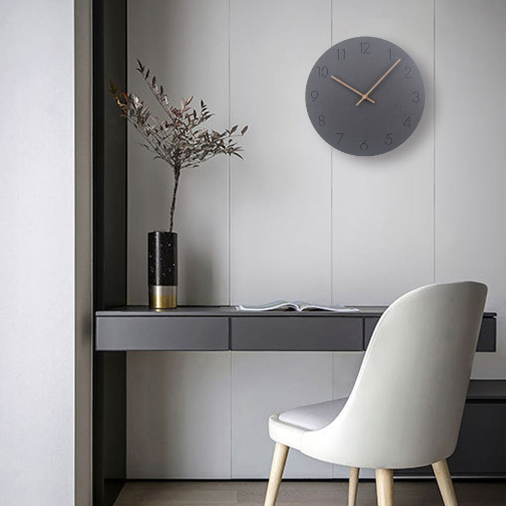 "Silent Scandinavian wall clock with minimalist design, natural wood finish, enhancing elegant home décor"
