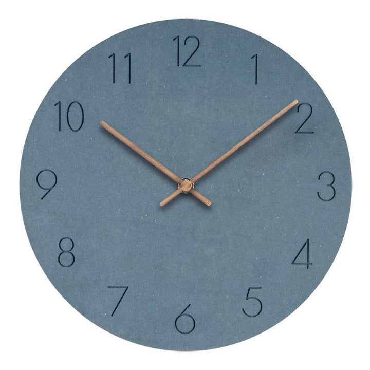 "Silent Scandinavian wall clock with minimalist design, natural wood finish, enhancing elegant home décor"