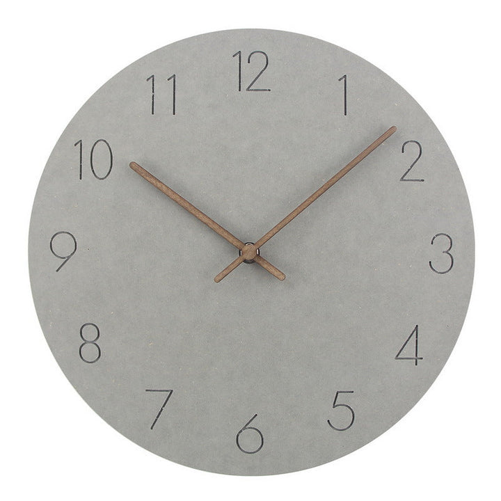 "Silent Scandinavian wall clock with minimalist design, natural wood finish, enhancing elegant home décor"