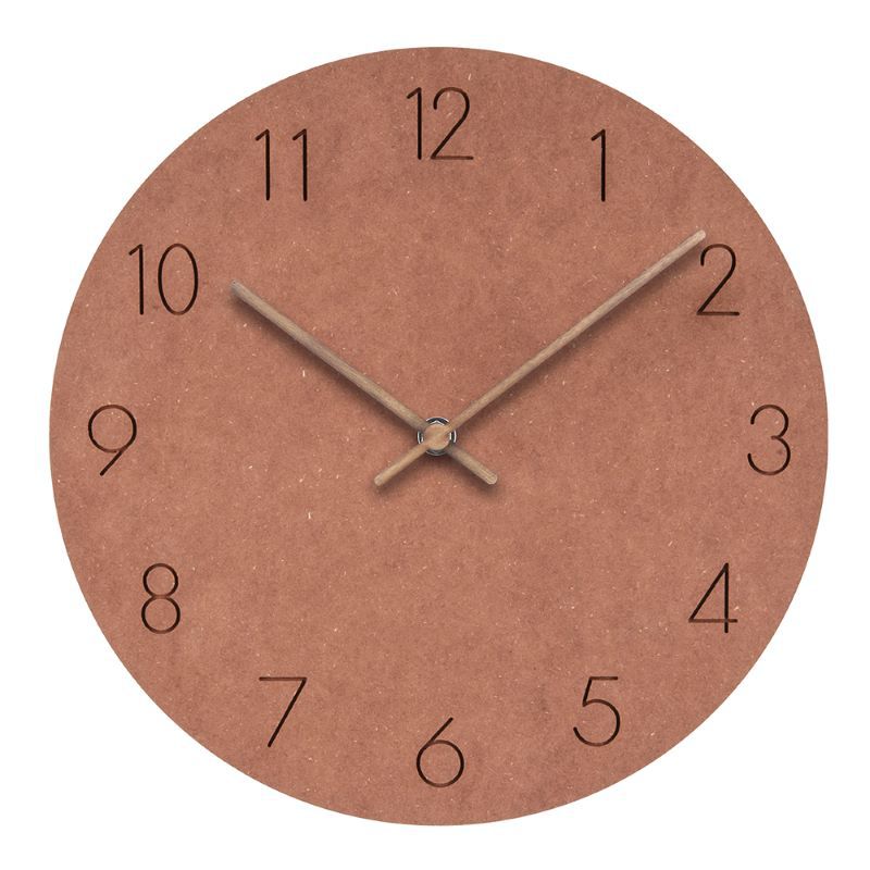 "Silent Scandinavian wall clock with minimalist design, natural wood finish, enhancing elegant home décor"