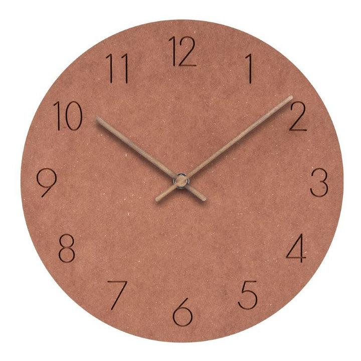 "Silent Scandinavian wall clock with minimalist design, natural wood finish, enhancing elegant home décor"
