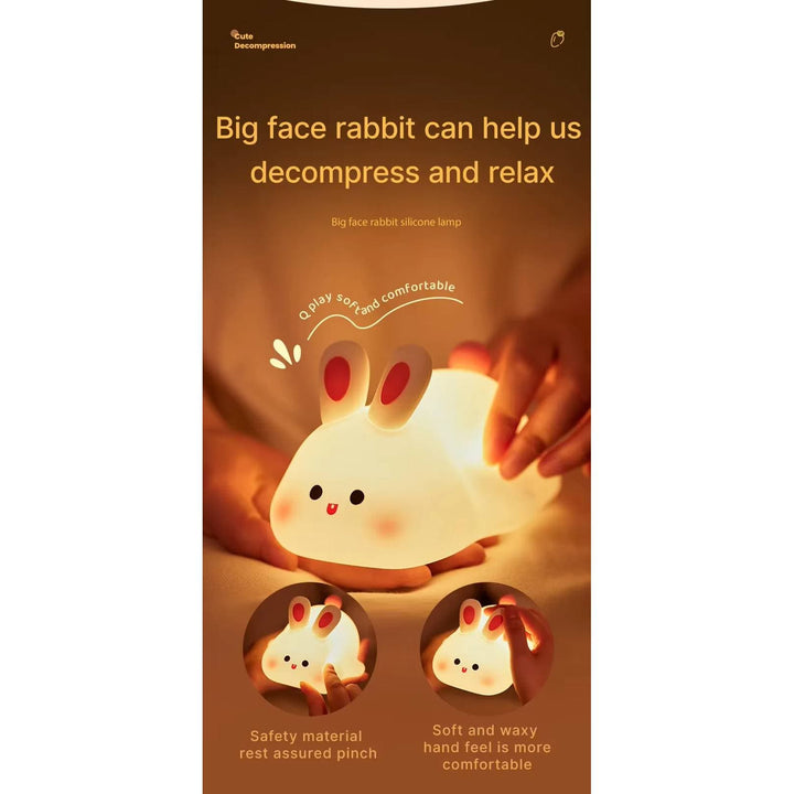 Silicone animal night light for kids with Panda, Sheep, and Rabbit shapes, USB rechargeable, touch-sensitive brightness.