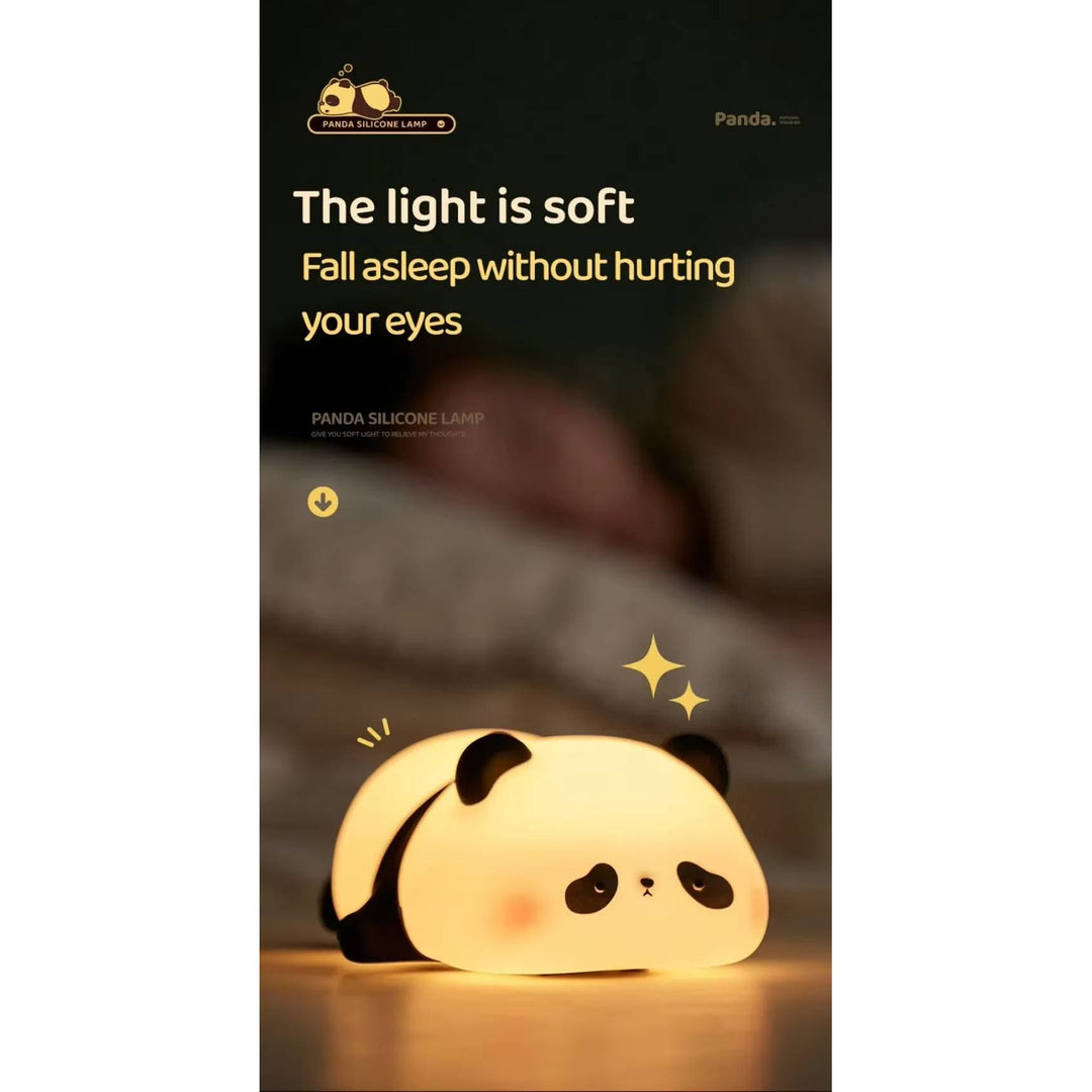 Silicone animal night light for kids with Panda, Sheep, and Rabbit shapes, USB rechargeable, touch-sensitive brightness.