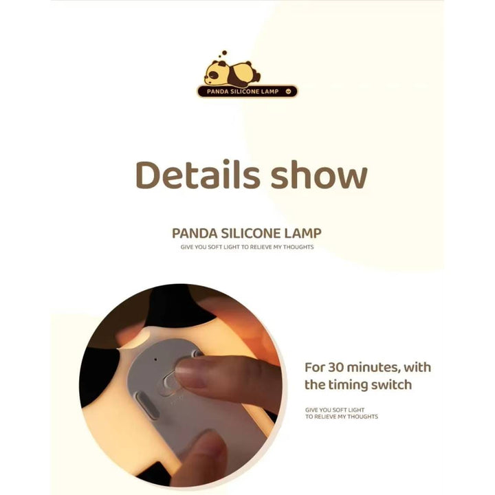 Silicone animal night light for kids with Panda, Sheep, and Rabbit shapes, USB rechargeable, touch-sensitive brightness.