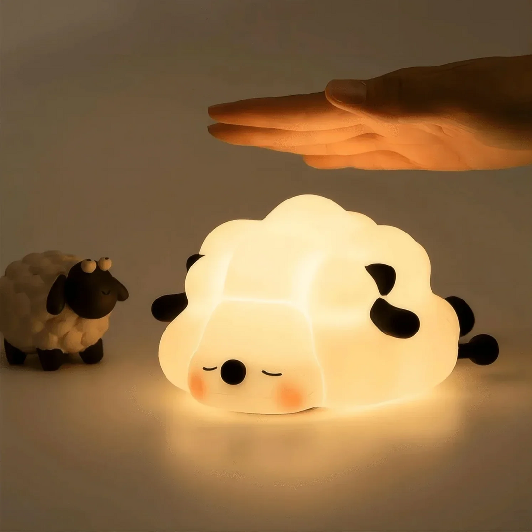 Silicone animal night light for kids with Panda, Sheep, and Rabbit shapes, USB rechargeable, touch-sensitive brightness.