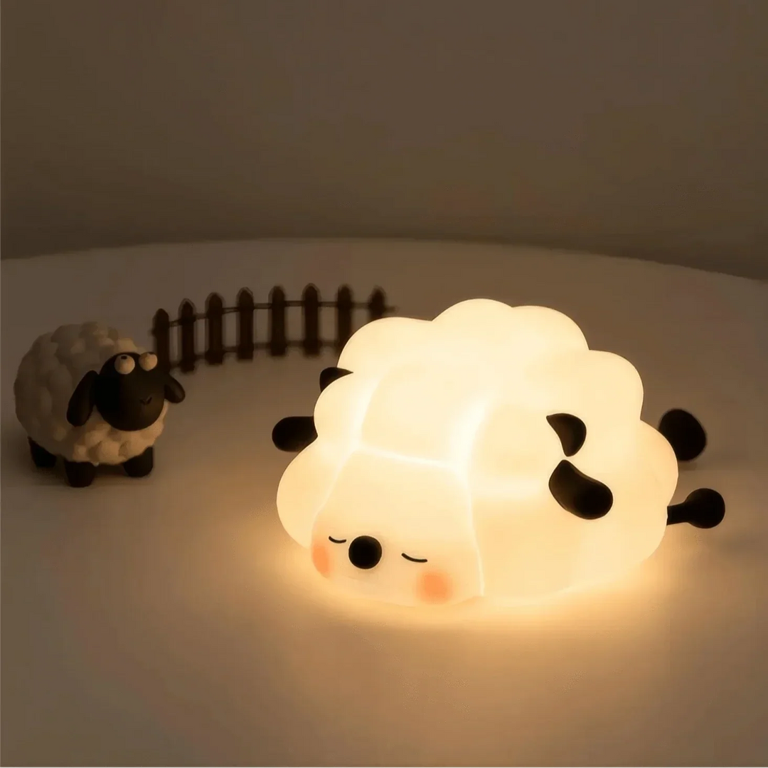 Silicone animal night light for kids with Panda, Sheep, and Rabbit shapes, USB rechargeable, touch-sensitive brightness.