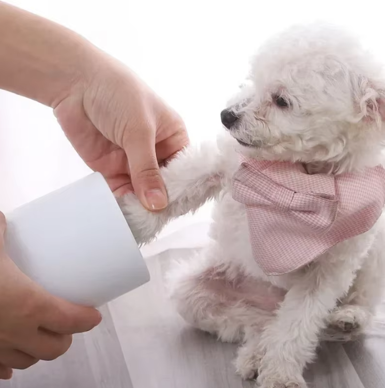 "Silicone paw cleaner for pets with soft bristles; portable, eco-friendly; ideal for dogs and cats' sensitive paws."