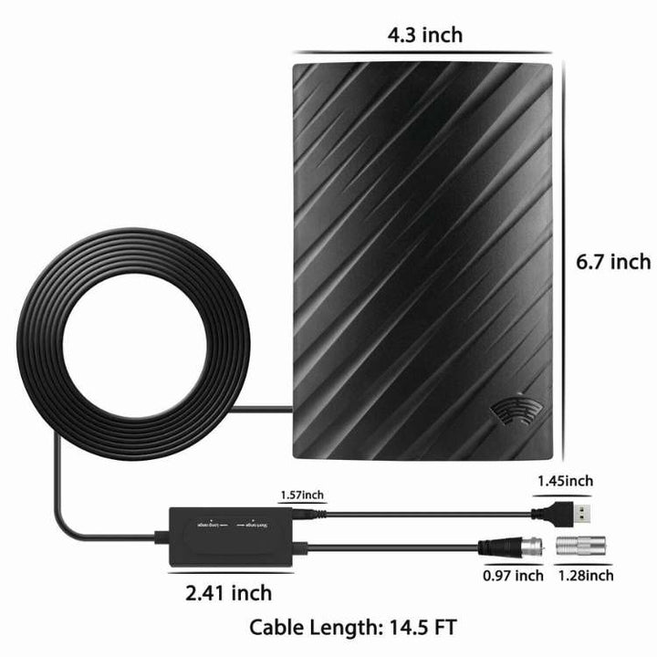 Sleek FreeStream 4K Indoor TV Aerial captures free HD channels with ease, compact design ideal for elegant home setups.