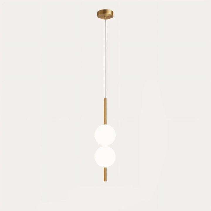 "Sleek glass ball Nordic pendant light with metal frame, LED bulb; available in black or brass, perfect for modern decor."