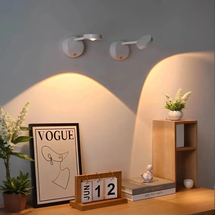 "Sleek LED motion light with 360° rotation, advanced sensor, and customizable colors for versatile lighting in any space."