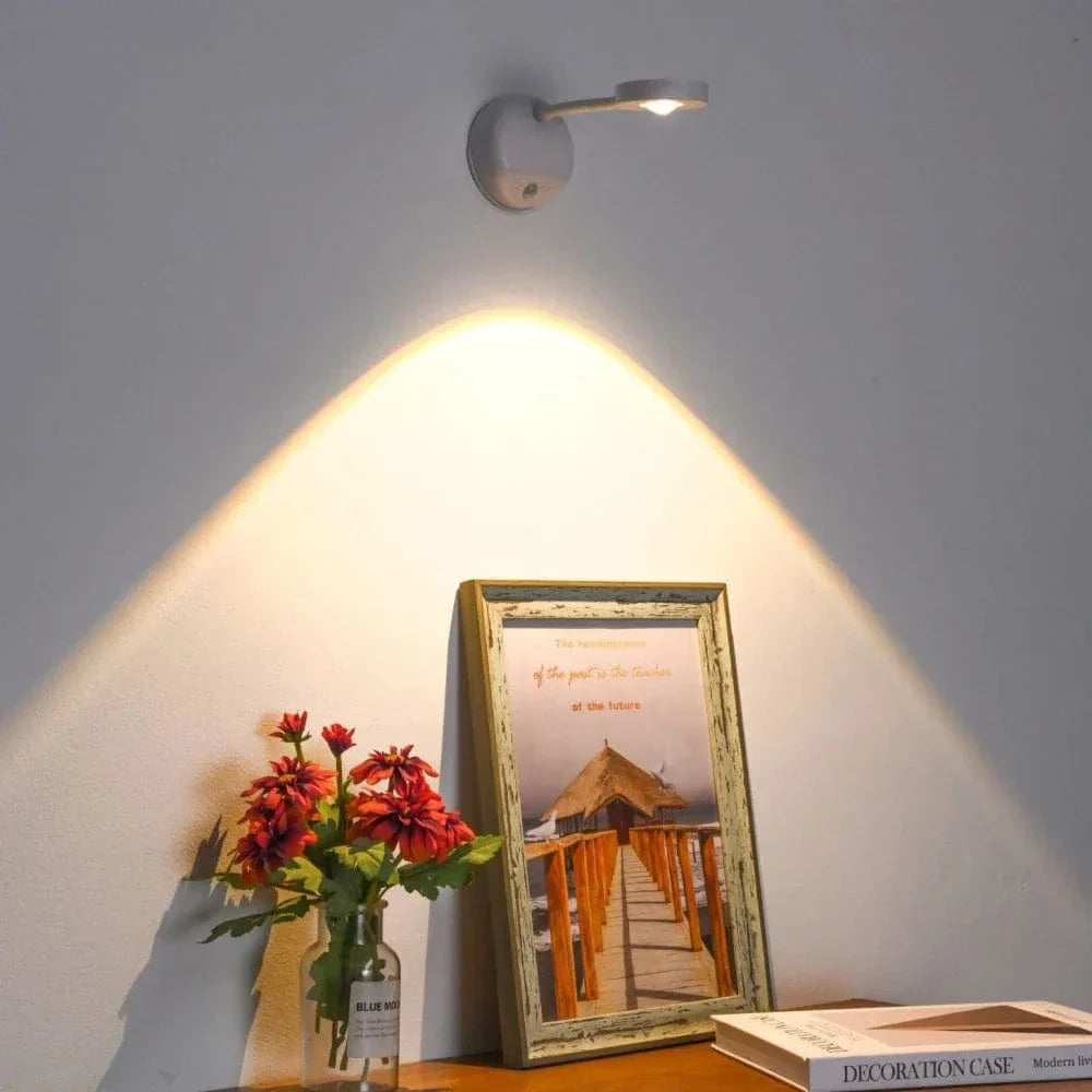 "Sleek LED motion light with 360° rotation, advanced sensor, and customizable colors for versatile lighting in any space."