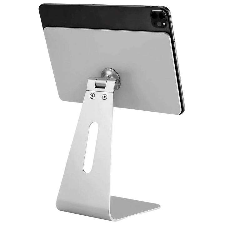 "Sleek magnetic iPad stand holder for home office, compatible with iPad Pro and Air, enhancing modern desk aesthetics."