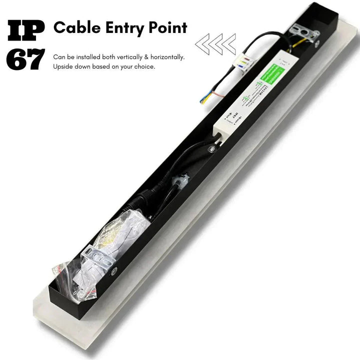 Sleek modern outdoor LED wall light with black frame and white acrylic, ideal for stylish patio illumination. Dimmable featur