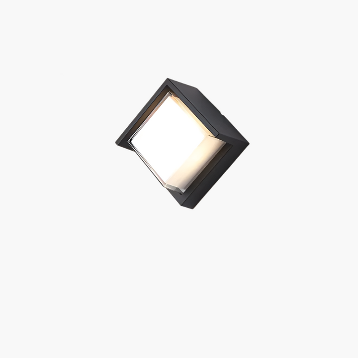 Sleek outdoor wall lamp with motion sensor and LED light, featuring IP65 waterproof rating and minimalist geometric design.
