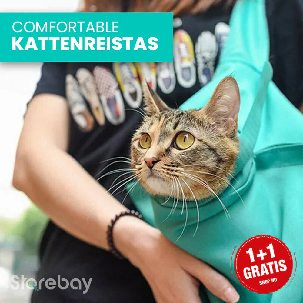 "Soft, secure cat travel bag for stress-free journeys; ergonomically designed, ultra-soft material, compact and lightweight."