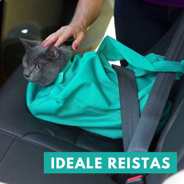 "Soft, secure cat travel bag for stress-free journeys; ergonomically designed, ultra-soft material, compact and lightweight."