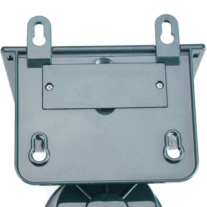 "Solar-powered motion sensor bird repeller, green and gray, for eco-friendly outdoor pest control in gardens and patios."