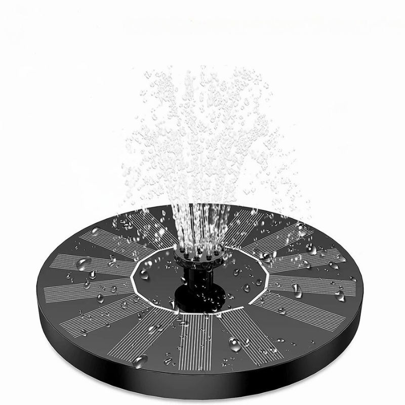 Solar-powered water feature for outdoor use, floating design, customizable spray, eco-friendly garden decoration.