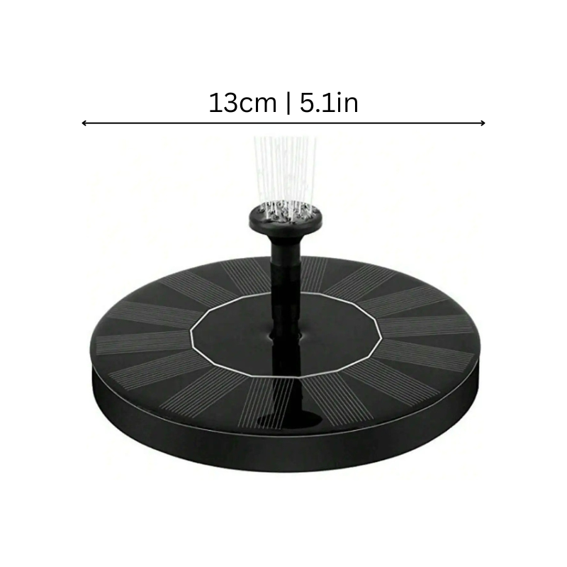 Solar-powered water feature for outdoor use, floating design, customizable spray, eco-friendly garden decoration.