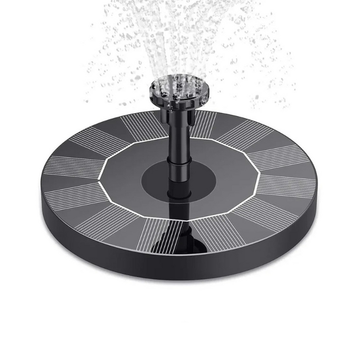 Solar-powered water feature for outdoor use, floating design, customizable spray, eco-friendly garden decoration.