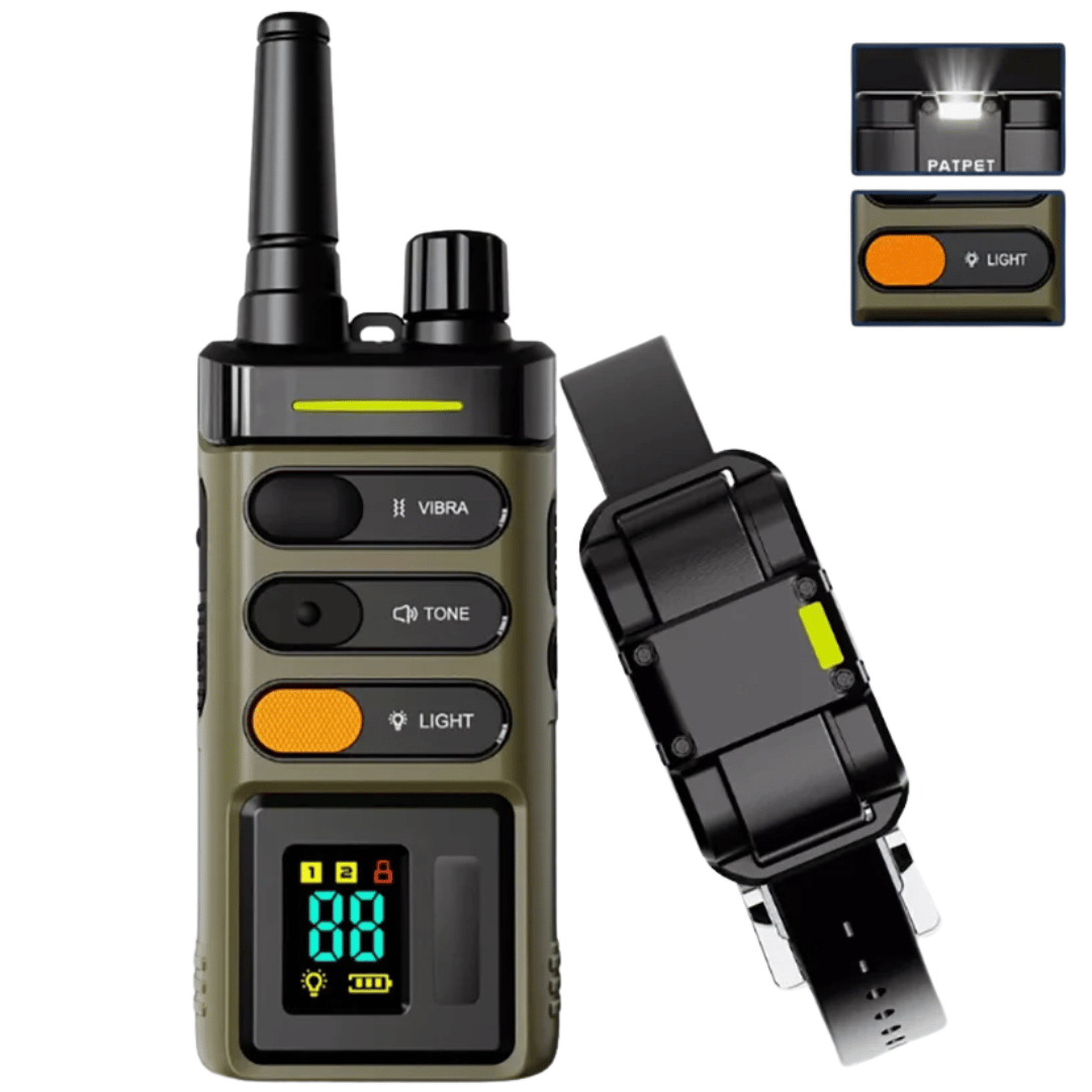 "Sturdy waterproof large dog training collar with 1 mile remote range, ideal for big breeds, shown in outdoor setting"
