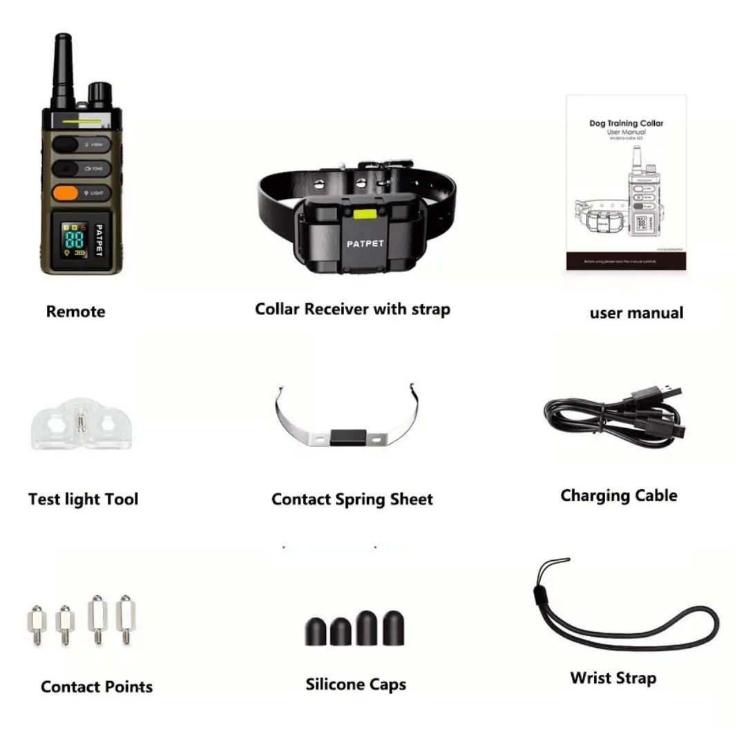 "Sturdy waterproof large dog training collar with 1 mile remote range, ideal for big breeds, shown in outdoor setting"