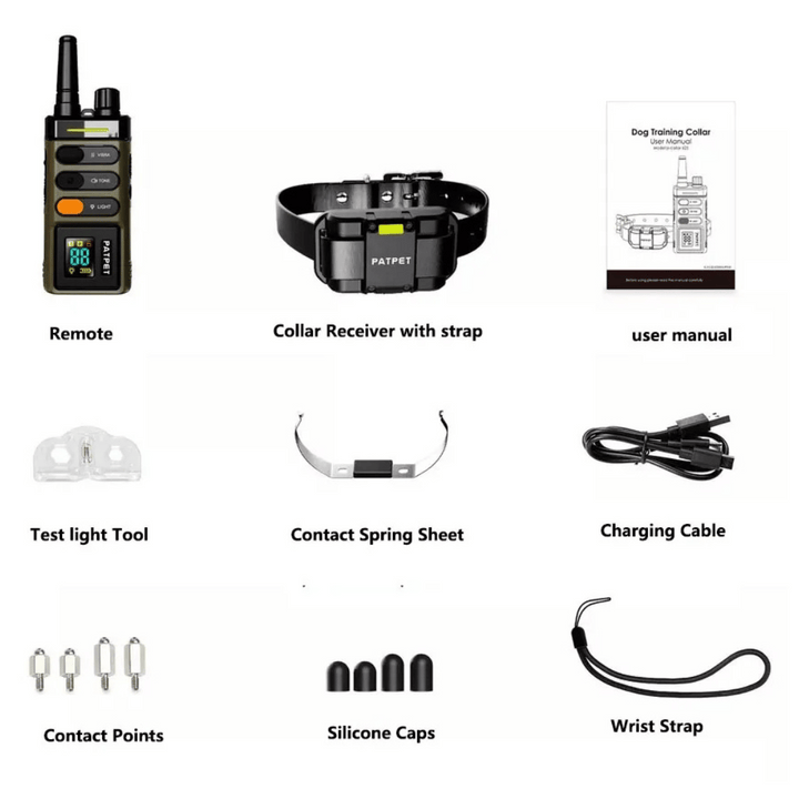 "Sturdy waterproof large dog training collar with 1 mile remote range, ideal for big breeds, shown in outdoor setting"