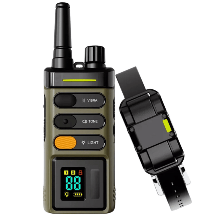 "Sturdy waterproof large dog training collar with 1 mile remote range, ideal for big breeds, shown in outdoor setting"