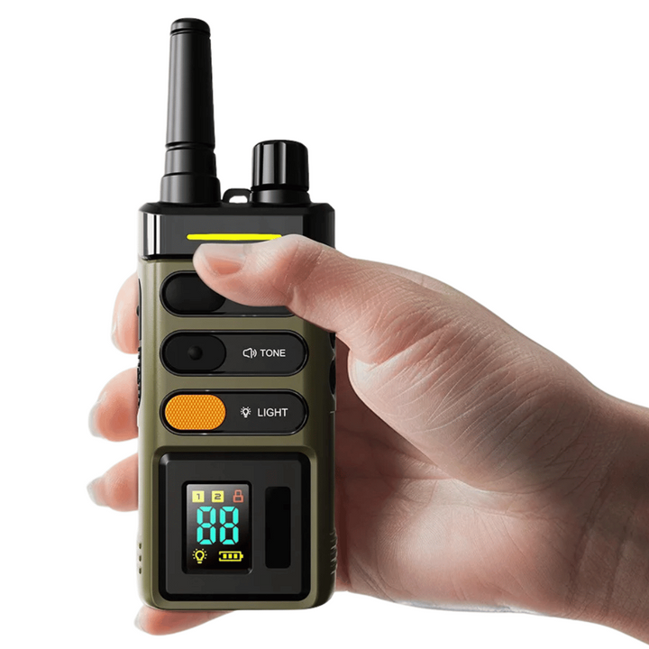 "Sturdy waterproof large dog training collar with 1 mile remote range, ideal for big breeds, shown in outdoor setting"