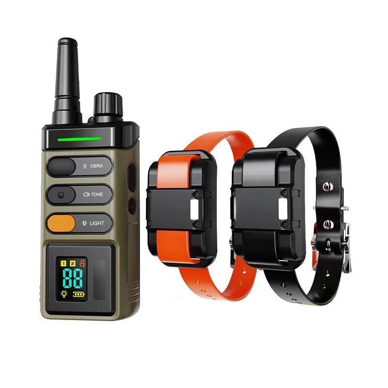 "Sturdy waterproof large dog training collar with 1 mile remote range, ideal for big breeds, shown in outdoor setting"