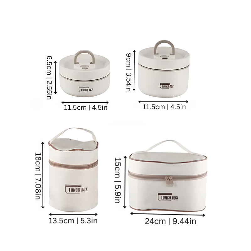 "Stylish stainless steel lunch box set with insulated bag, perfect for all ages, ensures meals stay warm and organized on-the