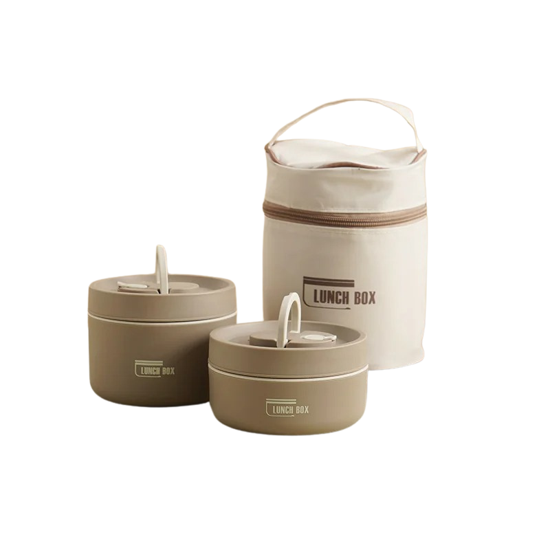 "Stylish stainless steel lunch box set with insulated bag, perfect for all ages, ensures meals stay warm and organized on-the