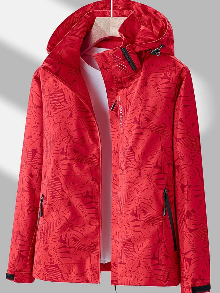 Stylish women's waterproof windproof hooded jacket, lightweight design, adjustable hood, and practical pockets in various col