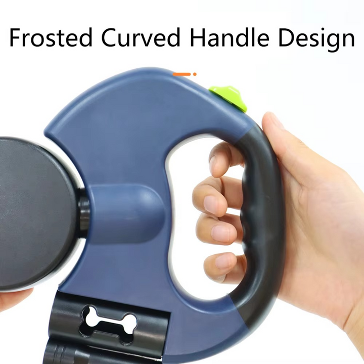 "Tangle-free dual dog leash with LED light for safe walks, featuring 360° swivel, ergonomic handle, and color-coded leads."