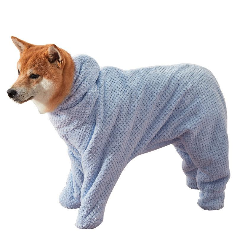 Ultra-absorbent hooded dog towel, soft and quick-drying, perfect for post-bath comfort; ideal pet supplies for clean home.