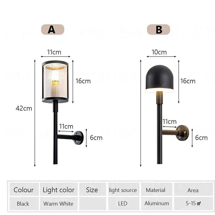"Ultra-bright IP65 waterproof outdoor wall lantern with cool white LED for garden, balcony, and patio use."