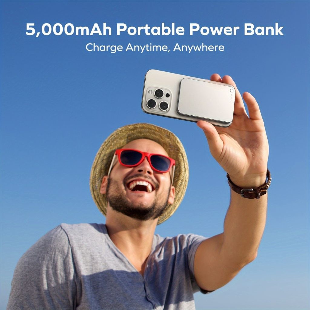 Ultra-slim aluminum power bank with sleek design, available in black, gray, or purple; ideal for portable device charging.