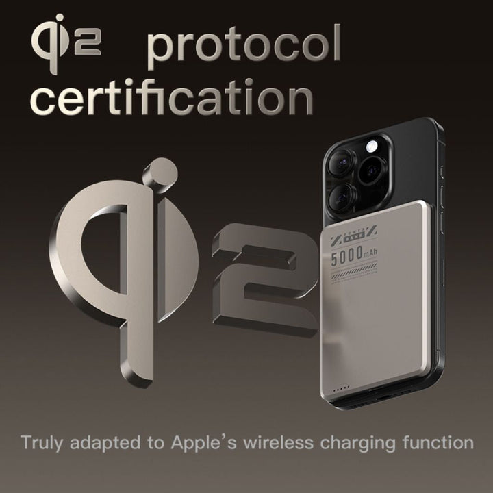 Ultra-slim aluminum power bank with sleek design, available in black, gray, or purple; ideal for portable device charging.