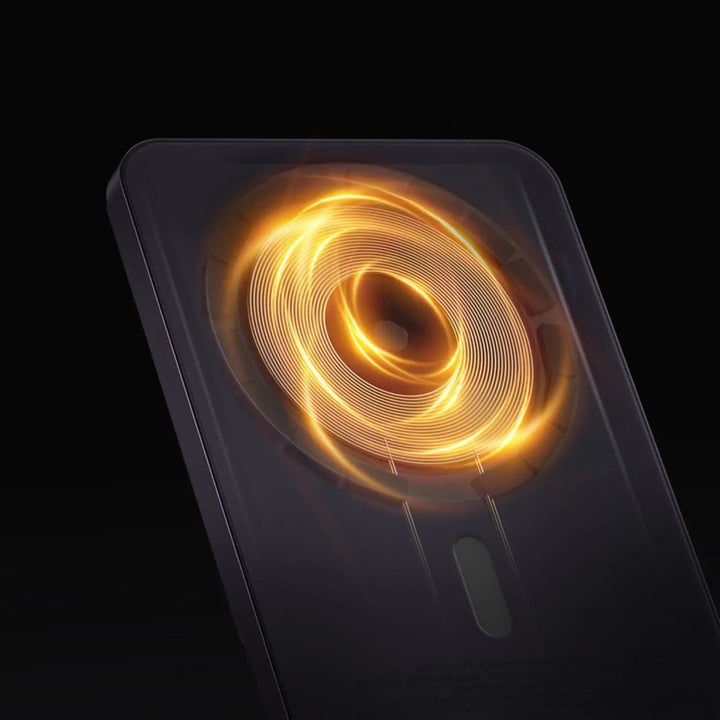 Ultra-slim magnetic wireless power bank for iPhones, 5000/10000mAh, sleek design, in Black, Green, Purple.