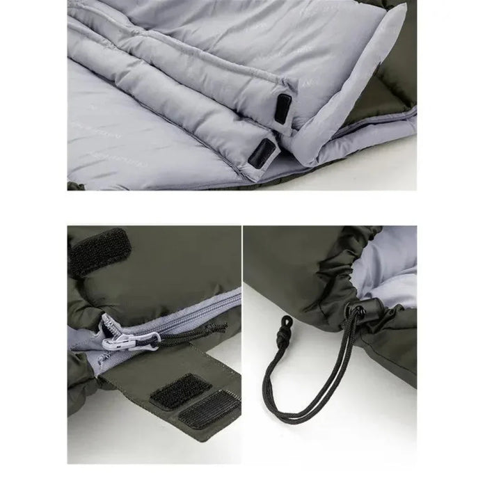 Ultralight women's insulated camping sleeping bag; lightweight, compact, blue fabric ideal for cold-weather adventures.