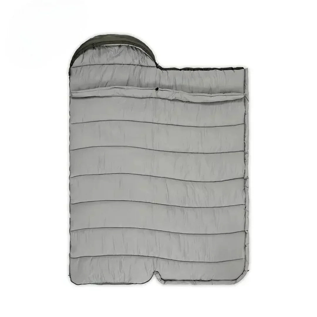 Ultralight women's insulated camping sleeping bag; lightweight, compact, blue fabric ideal for cold-weather adventures.