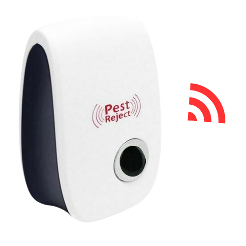 "Ultrasonic squirrel repeller device for outdoor pest control, eco-friendly, silent, blends into garden décor, effective"