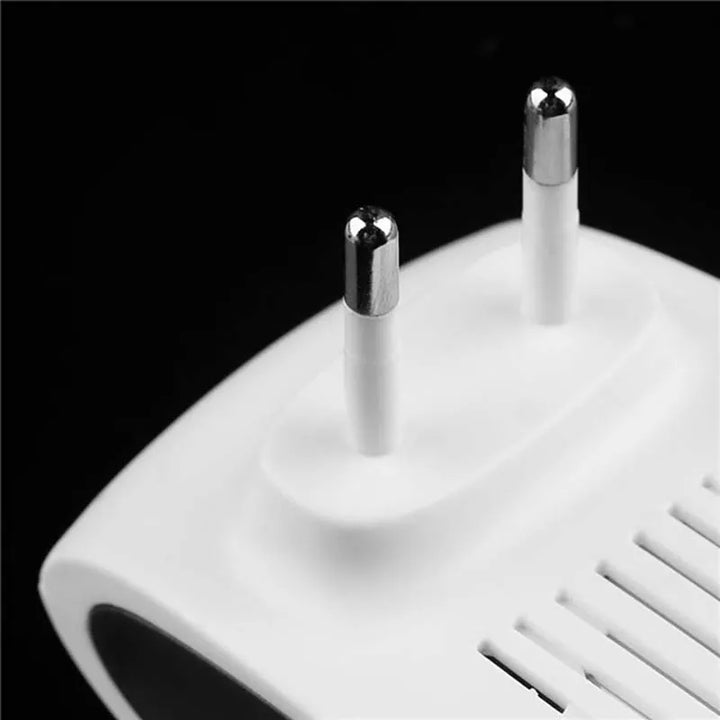 "Ultrasonic squirrel repeller device for outdoor pest control, eco-friendly, silent, blends into garden décor, effective"