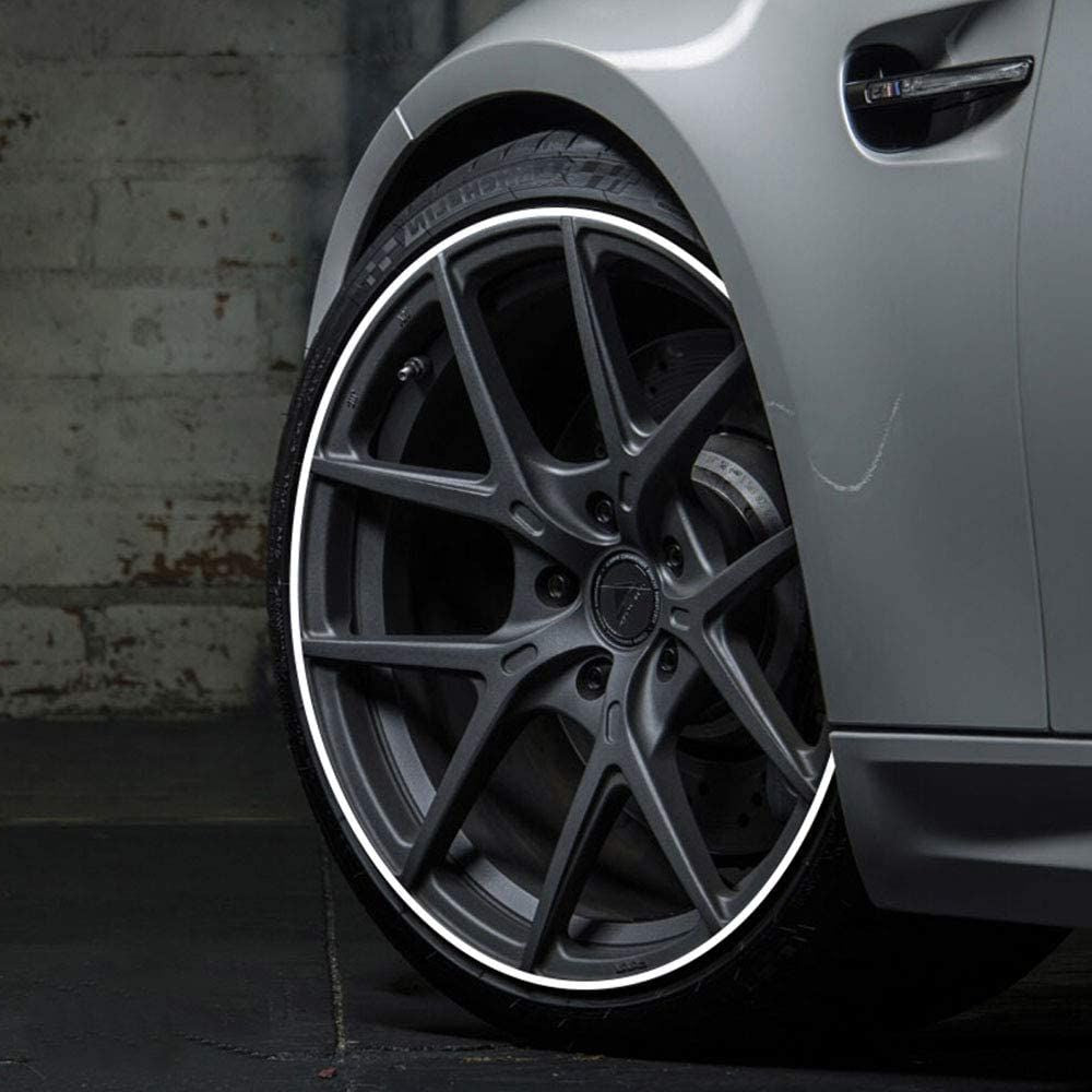 "Unisex alloy wheel rim protector, high adhesion, prevents kerb scrapes, vibrant colors, DIY installation, durable rubber."