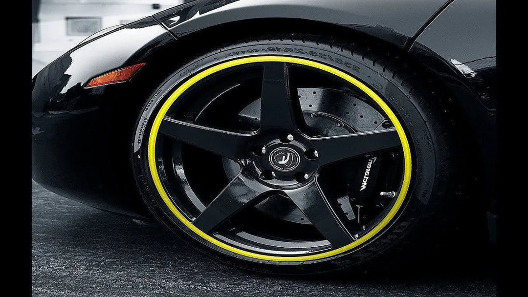 "Unisex alloy wheel rim protector, high adhesion, prevents kerb scrapes, vibrant colors, DIY installation, durable rubber."