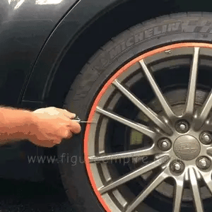 "Unisex alloy wheel rim protector, high adhesion, prevents kerb scrapes, vibrant colors, DIY installation, durable rubber."